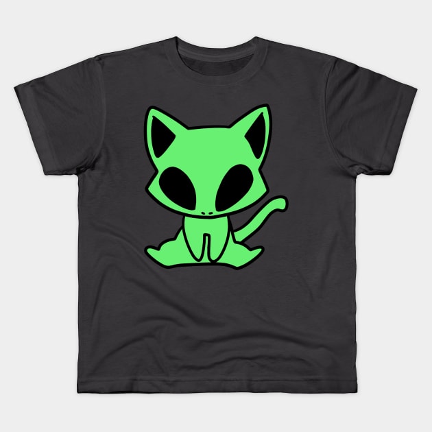 Alien Cat Kids T-Shirt by saradaboru